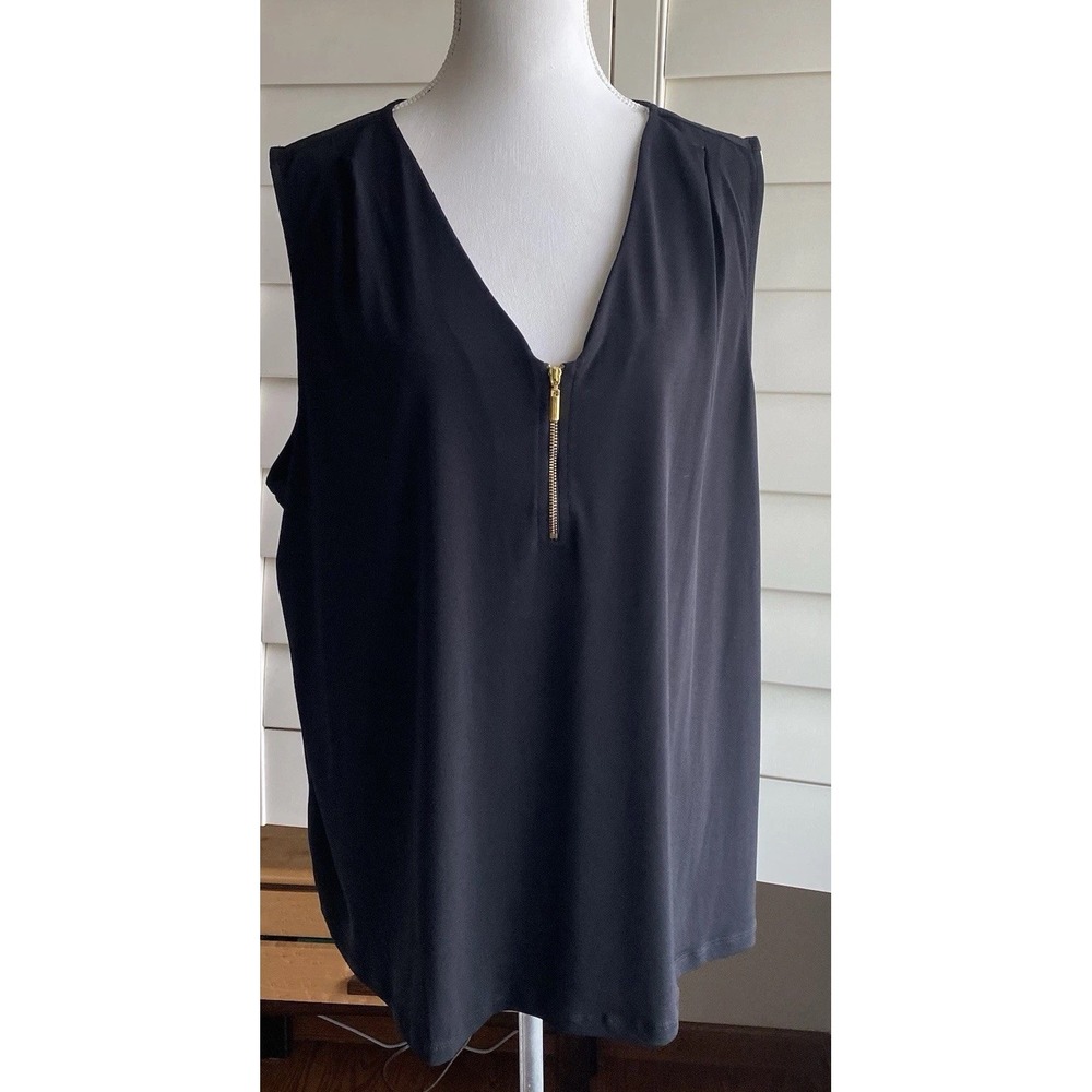 I.n.c. International Concepts Plus Women 3X Half-Zip Tank Top Deep Black NWT New